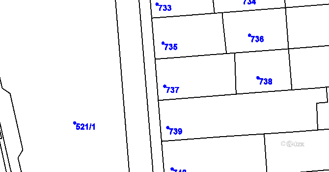 Parcela st. 737 v KÚ Chropyně, Katastrální mapa