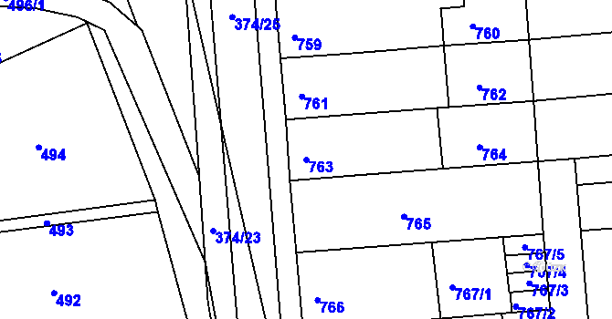 Parcela st. 763 v KÚ Chropyně, Katastrální mapa