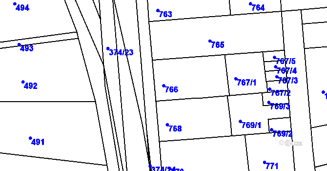 Parcela st. 766 v KÚ Chropyně, Katastrální mapa