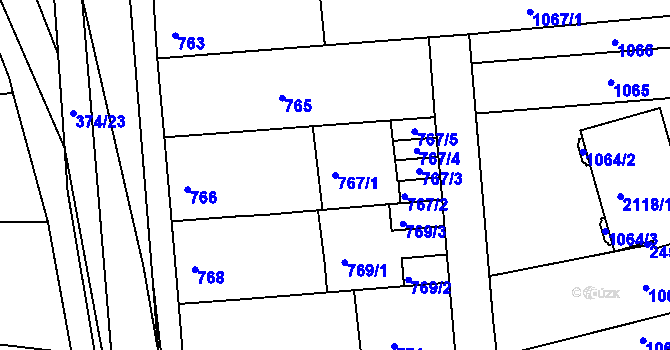 Parcela st. 767/1 v KÚ Chropyně, Katastrální mapa