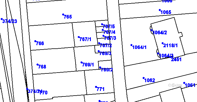 Parcela st. 769/3 v KÚ Chropyně, Katastrální mapa