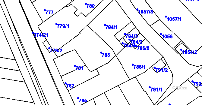 Parcela st. 783 v KÚ Chropyně, Katastrální mapa