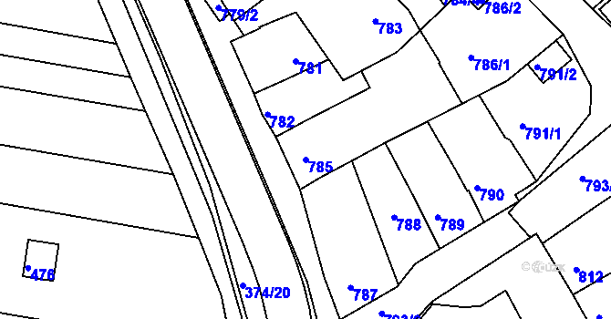 Parcela st. 785 v KÚ Chropyně, Katastrální mapa