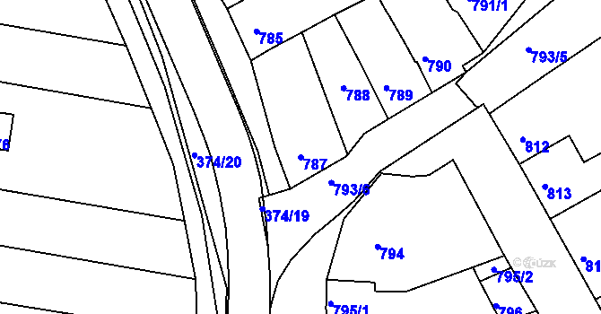 Parcela st. 787 v KÚ Chropyně, Katastrální mapa