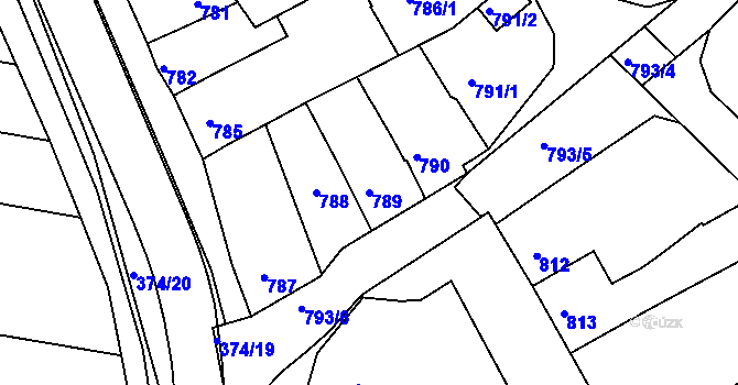 Parcela st. 789 v KÚ Chropyně, Katastrální mapa