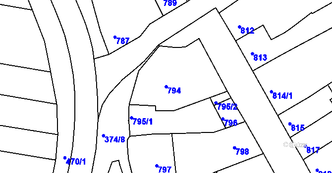 Parcela st. 794 v KÚ Chropyně, Katastrální mapa