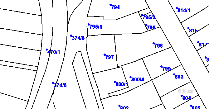 Parcela st. 797 v KÚ Chropyně, Katastrální mapa