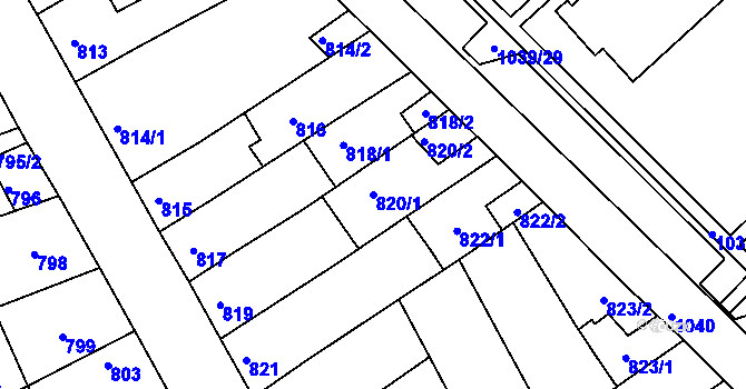 Parcela st. 820/1 v KÚ Chropyně, Katastrální mapa