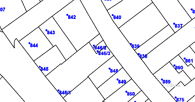 Parcela st. 846/3 v KÚ Chropyně, Katastrální mapa