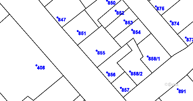 Parcela st. 855 v KÚ Chropyně, Katastrální mapa