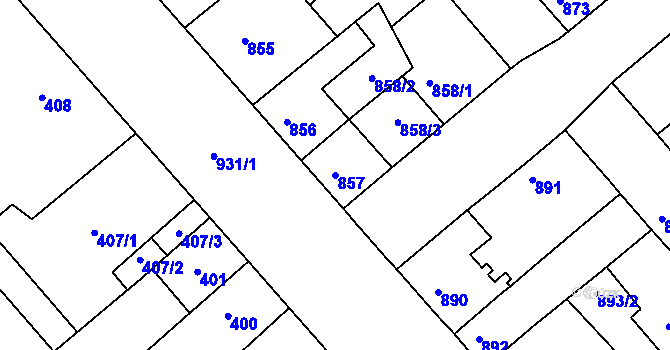 Parcela st. 857 v KÚ Chropyně, Katastrální mapa