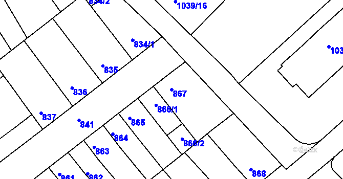 Parcela st. 867 v KÚ Chropyně, Katastrální mapa