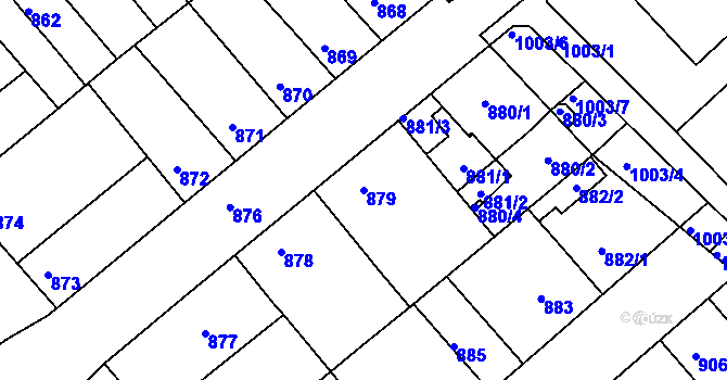 Parcela st. 879 v KÚ Chropyně, Katastrální mapa