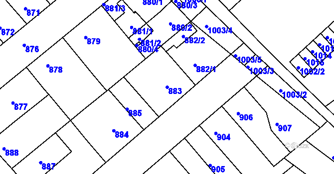 Parcela st. 883 v KÚ Chropyně, Katastrální mapa