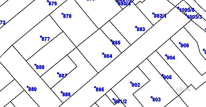 Parcela st. 884 v KÚ Chropyně, Katastrální mapa