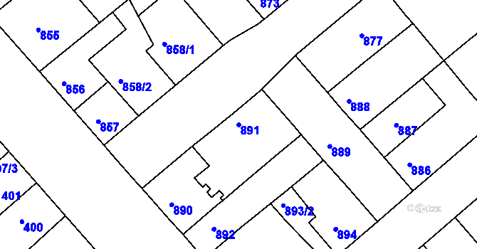 Parcela st. 891 v KÚ Chropyně, Katastrální mapa