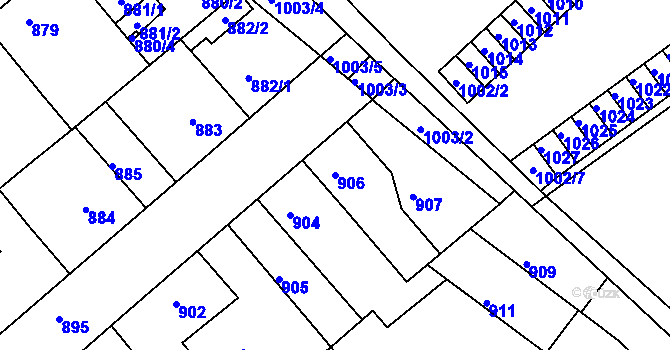 Parcela st. 906 v KÚ Chropyně, Katastrální mapa