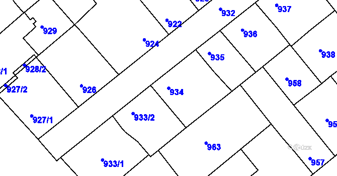 Parcela st. 934 v KÚ Chropyně, Katastrální mapa
