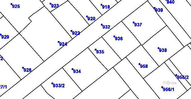 Parcela st. 935 v KÚ Chropyně, Katastrální mapa