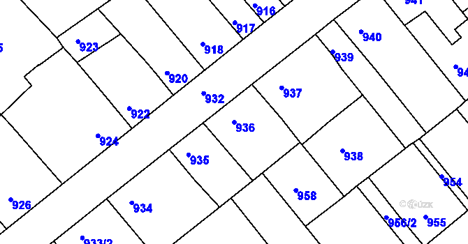 Parcela st. 936 v KÚ Chropyně, Katastrální mapa