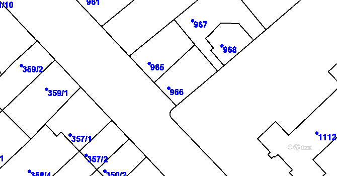 Parcela st. 966 v KÚ Chropyně, Katastrální mapa