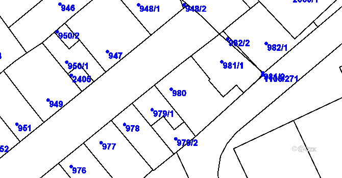 Parcela st. 980 v KÚ Chropyně, Katastrální mapa