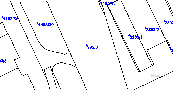 Parcela st. 995/3 v KÚ Chropyně, Katastrální mapa