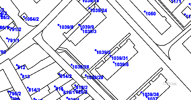 Parcela st. 1039/2 v KÚ Chropyně, Katastrální mapa