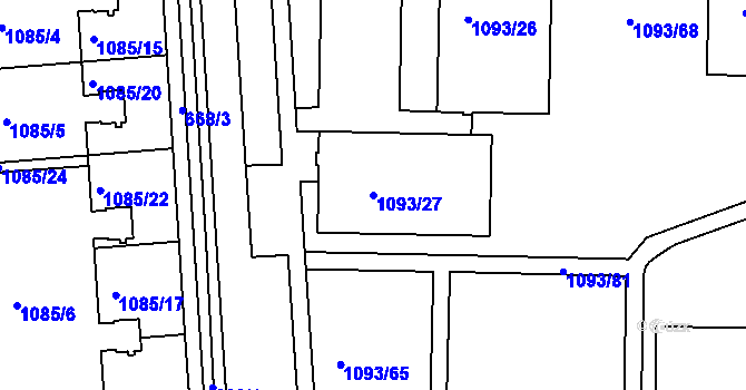 Parcela st. 1093/27 v KÚ Chropyně, Katastrální mapa