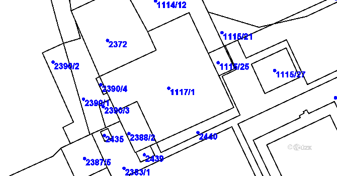 Parcela st. 1117/1 v KÚ Chropyně, Katastrální mapa