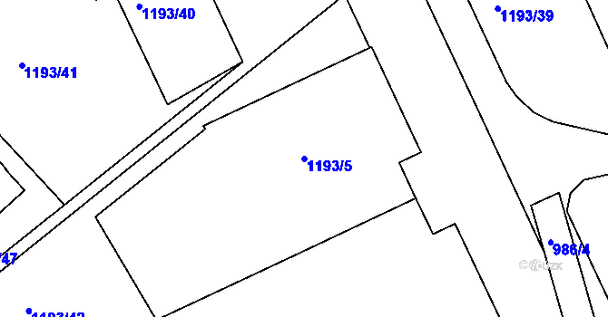 Parcela st. 1193/5 v KÚ Chropyně, Katastrální mapa