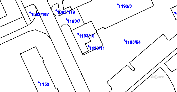 Parcela st. 1193/11 v KÚ Chropyně, Katastrální mapa