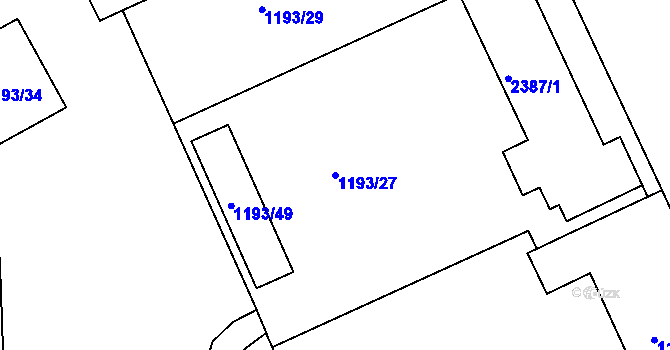 Parcela st. 1193/27 v KÚ Chropyně, Katastrální mapa