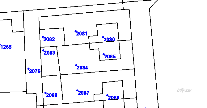 Parcela st. 2085 v KÚ Chropyně, Katastrální mapa