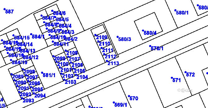 Parcela st. 2112 v KÚ Chropyně, Katastrální mapa