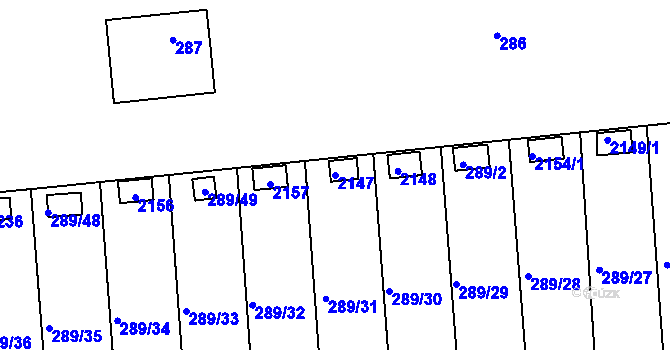 Parcela st. 2147 v KÚ Chropyně, Katastrální mapa