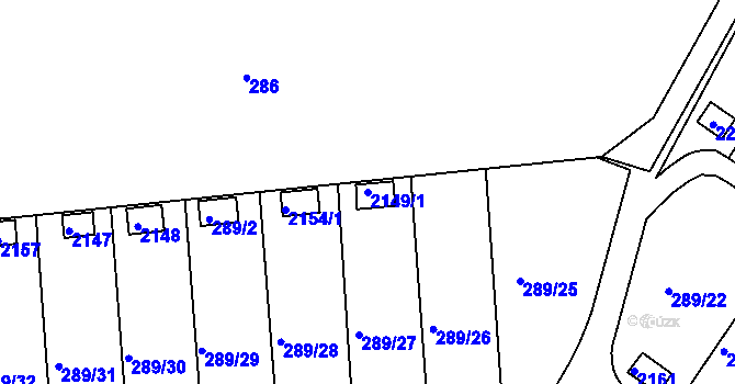 Parcela st. 2149/1 v KÚ Chropyně, Katastrální mapa