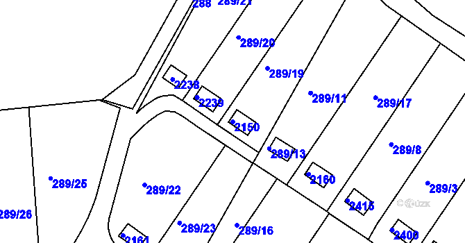 Parcela st. 2150 v KÚ Chropyně, Katastrální mapa