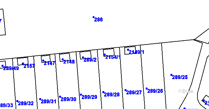 Parcela st. 2154/1 v KÚ Chropyně, Katastrální mapa