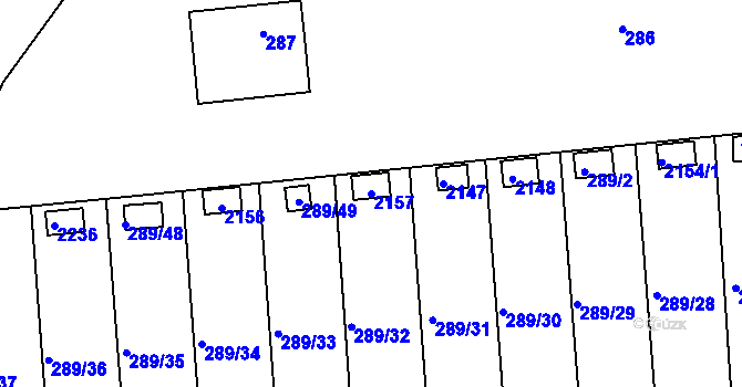 Parcela st. 2157 v KÚ Chropyně, Katastrální mapa