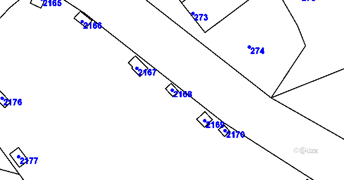 Parcela st. 2168 v KÚ Chropyně, Katastrální mapa