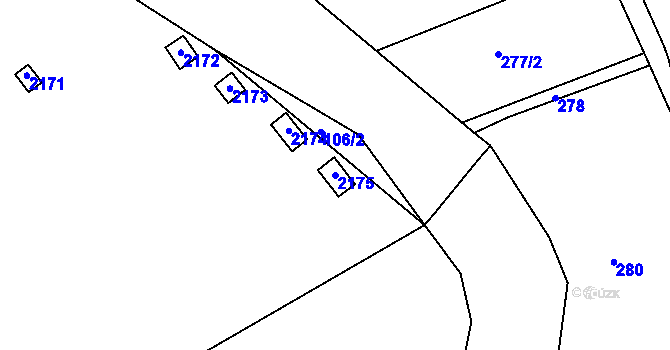 Parcela st. 2175 v KÚ Chropyně, Katastrální mapa