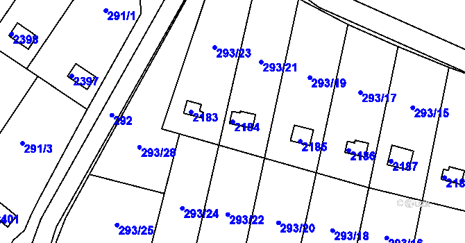 Parcela st. 2184 v KÚ Chropyně, Katastrální mapa