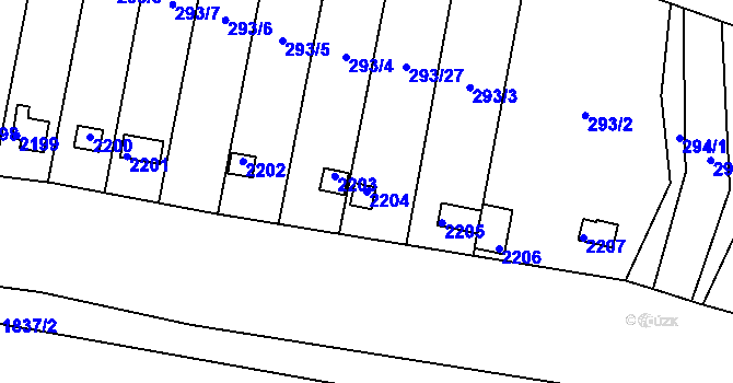Parcela st. 2204 v KÚ Chropyně, Katastrální mapa