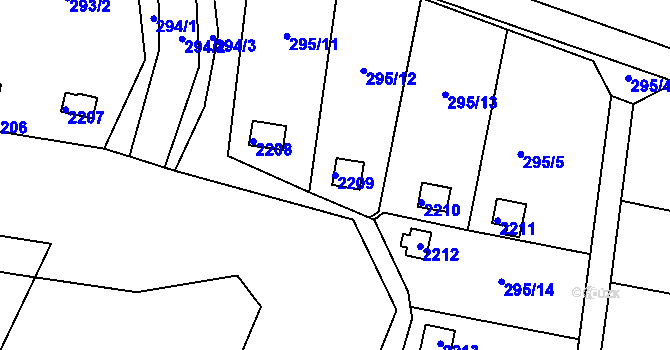 Parcela st. 2209 v KÚ Chropyně, Katastrální mapa