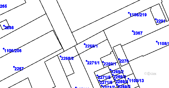 Parcela st. 2268/1 v KÚ Chropyně, Katastrální mapa