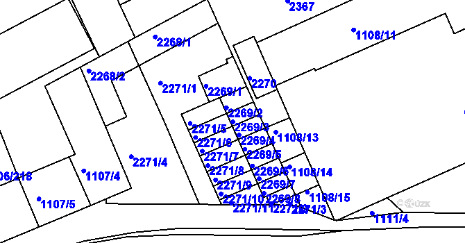 Parcela st. 2269/3 v KÚ Chropyně, Katastrální mapa