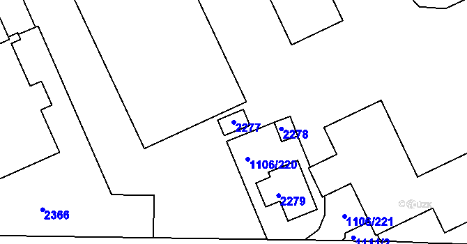 Parcela st. 2277 v KÚ Chropyně, Katastrální mapa