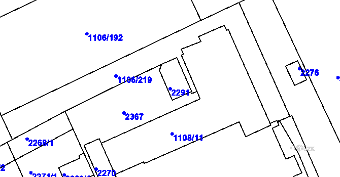 Parcela st. 2291 v KÚ Chropyně, Katastrální mapa