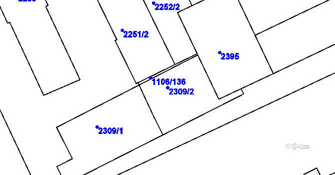 Parcela st. 2309/2 v KÚ Chropyně, Katastrální mapa
